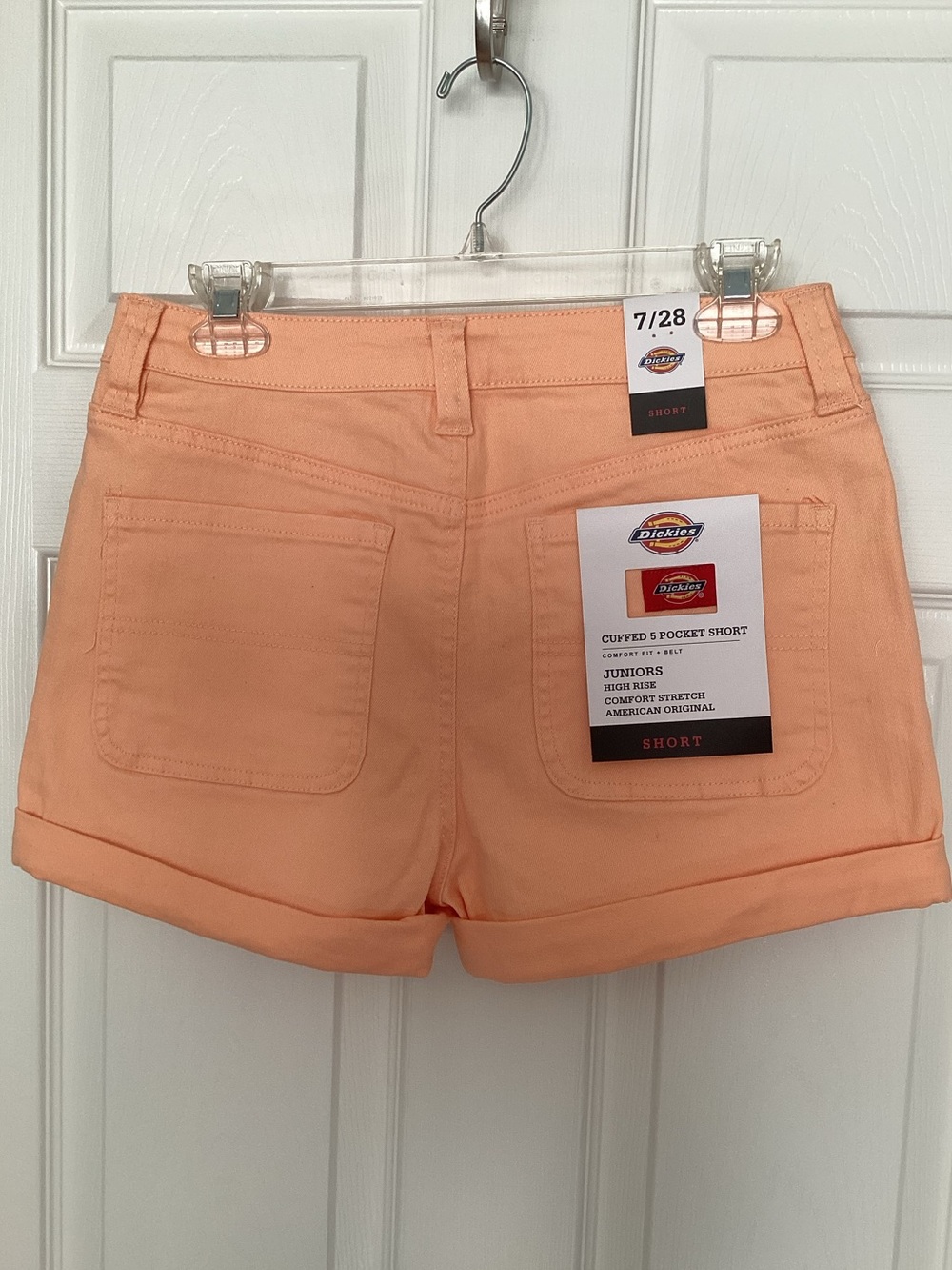 🌺 DICKIES high waist stretch shorts Sz 7 or 28” waist NWT peach apricot